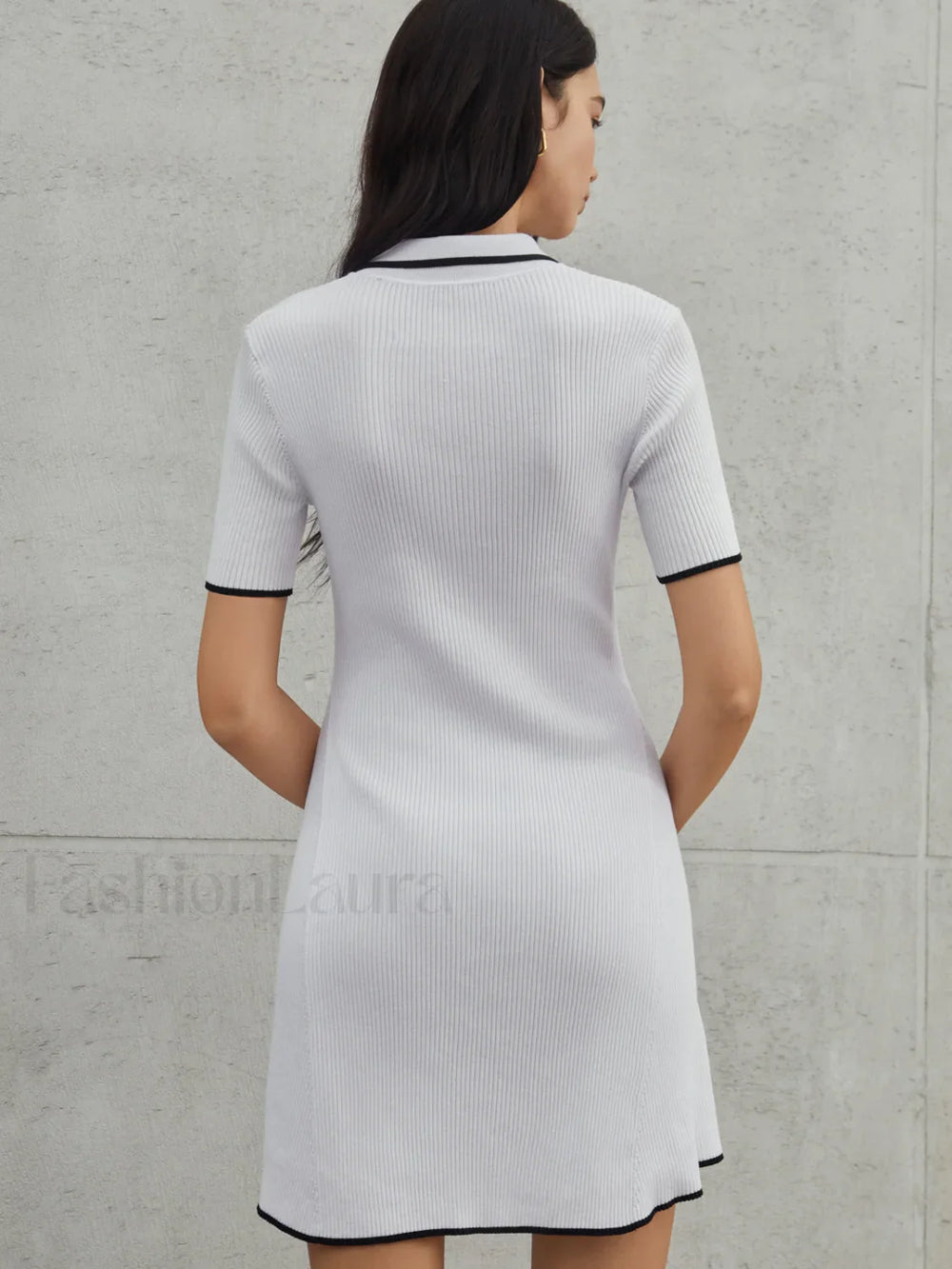 Frenchy Contrast Trim Trendy Short Sweater Dress Sweaters L