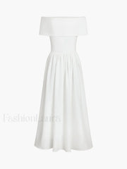 Frenchy Solid Graceful Off Shoulder Long Dress Dresses