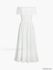 Frenchy Solid Graceful Off Shoulder Long Dress Dresses