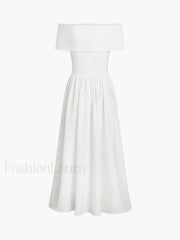 Frenchy Solid Graceful Off Shoulder Long Dress Dresses