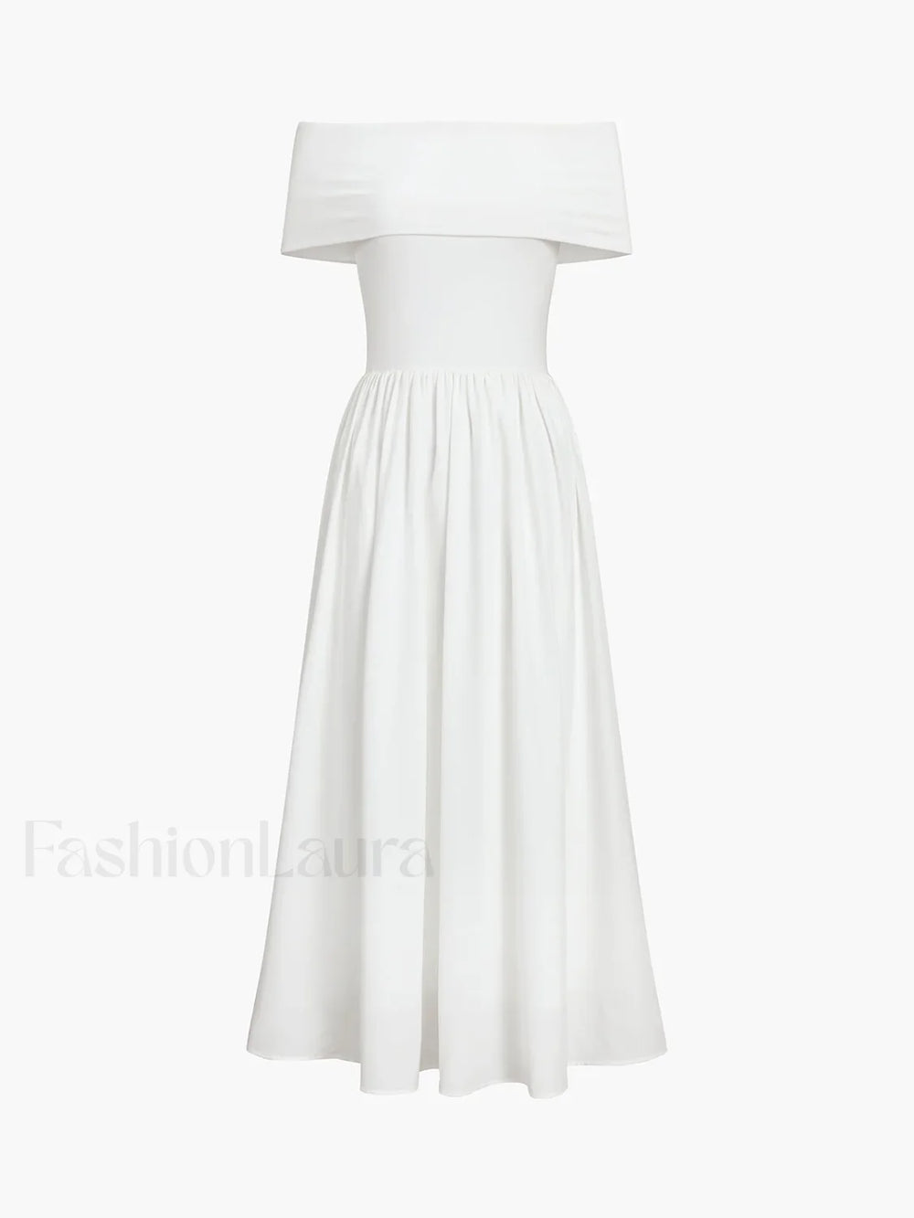 Frenchy Solid Graceful Off Shoulder Long Dress White / XS Dresses