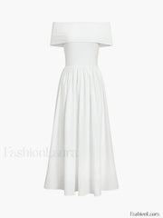 Frenchy Solid Graceful Off Shoulder Long Dress White / XS Dresses