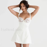 Front Sleeveless Mini Dress White S / White Party Dresses L