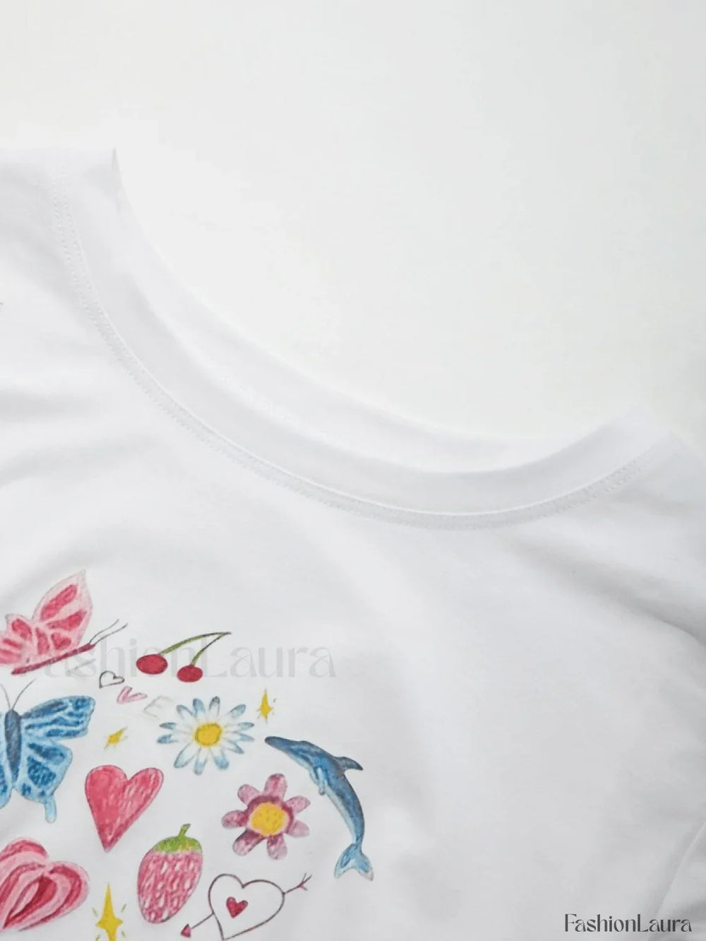Fruity Butterfly Print Crop Top Tops&Tees