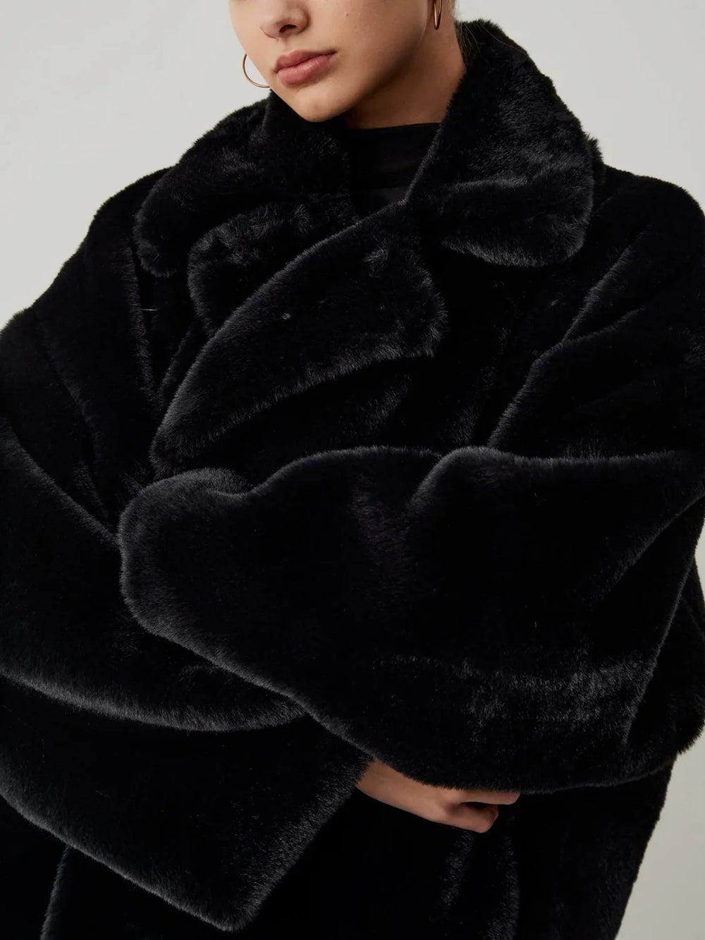 Furry Oversized Collar Trendy Faux Fur Coat Women Faux Fur Coats