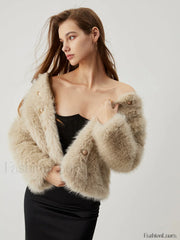Fuzzy Faux Graceful Fur Buttoned Coat Women Faux Fur Coats