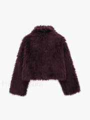 Fuzzy Faux Graceful Fur Short Coat Women Faux Fur Coats