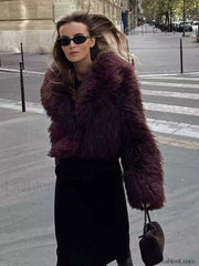 Fuzzy Faux Graceful Fur Short Coat Women Faux Fur Coats