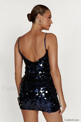 Giselle Disc Stylish Sequin Mini Dress Party Dresses L