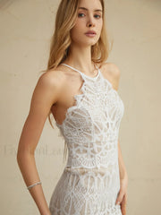 Glamorous Lace Graceful Halter Long Dress Dresses