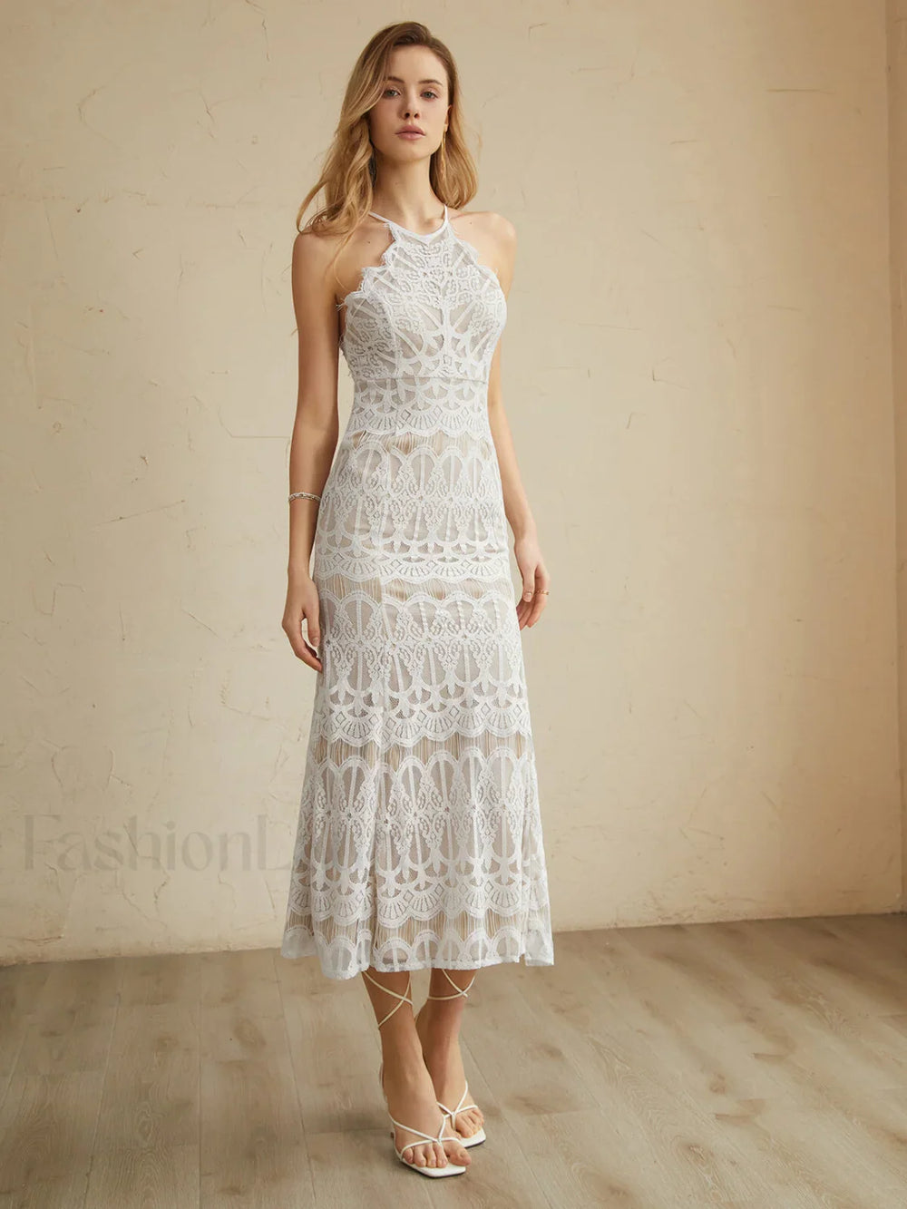 Glamorous Lace Graceful Halter Long Dress Dresses