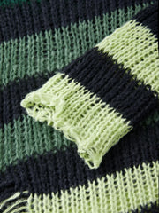 Gradient Striped Distressed Long Sleeve Mini Dress Mini Dresses