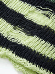 Gradient Striped Distressed Long Sleeve Mini Dress Mini Dresses