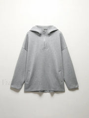 Half Zip Graceful Double Pockets Hoodie Sweatshirts