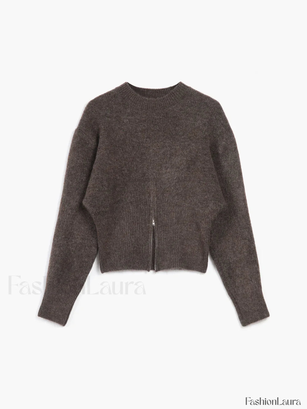 Half Zip Graceful Fuzzy Sweater Brown / XS Sweaters L