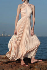 Halter Pink Vacation Maxi Dress