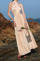 Halter Pink Vacation Maxi Dress