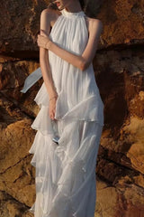 Halter Ruffled Vacation Maxi Dress