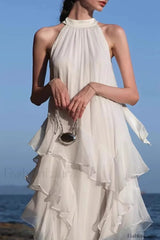 Halter Ruffled Vacation Maxi Dress