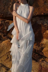 Halter Ruffled Vacation Maxi Dress