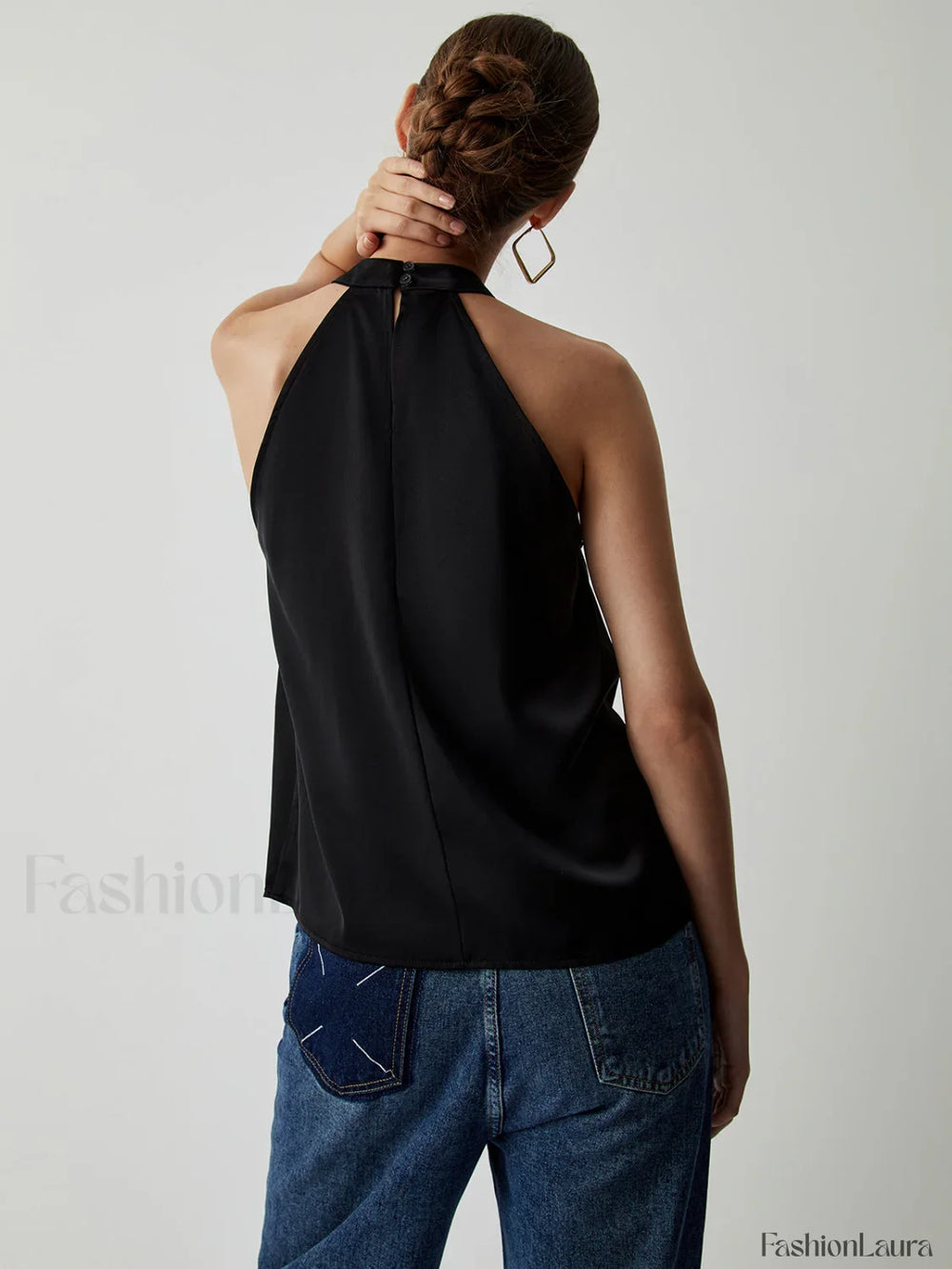 Halter Satin Graceful Tank Top Tank Tops & Camis