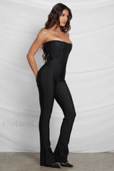 Haze High Waist Trendy Bandage Pants Black M Bottom