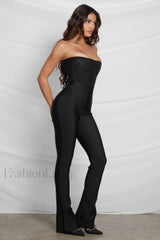 Haze High Waist Trendy Bandage Pants Black M Bottom