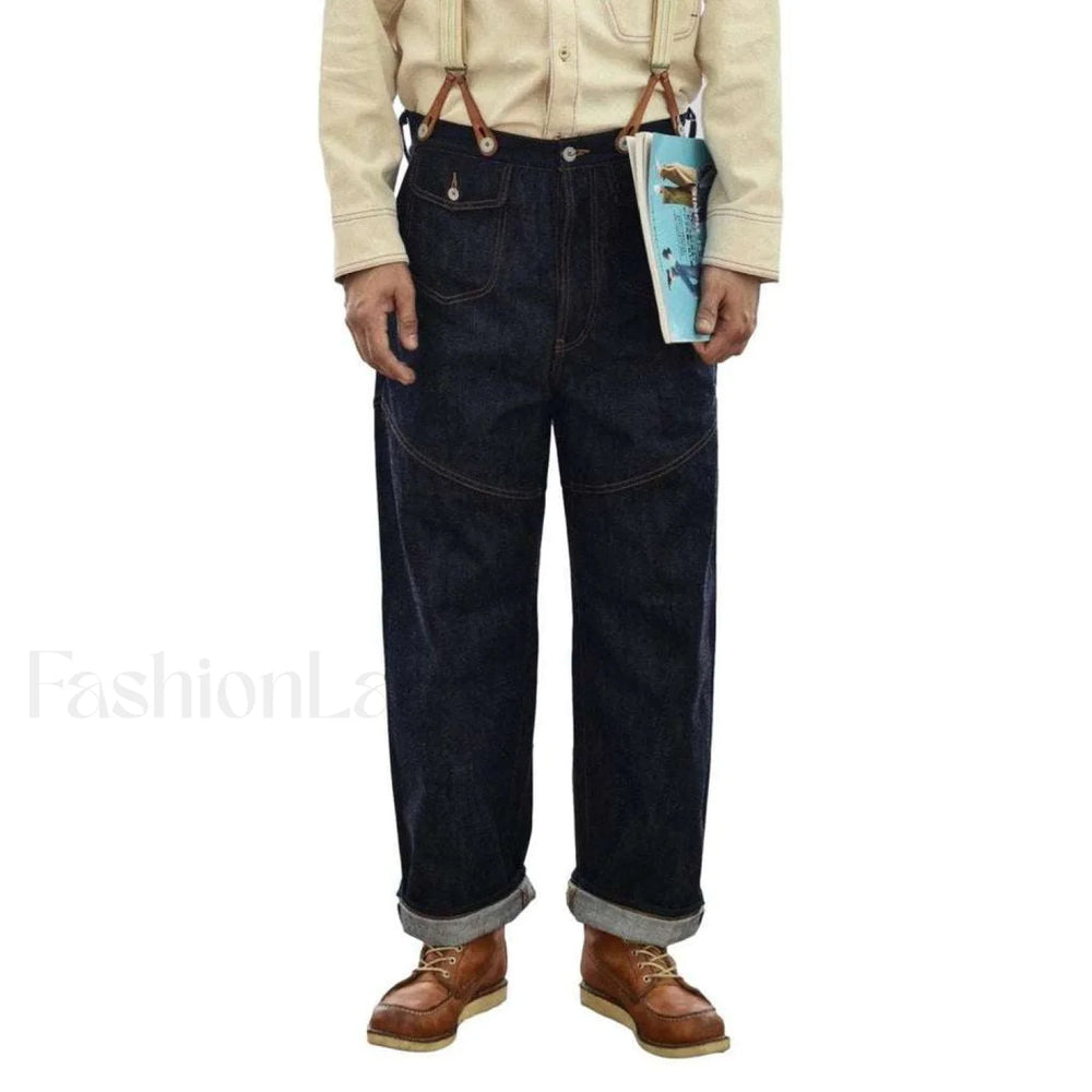 High quality jeans with suspenders W28 / Dark Blue jeans