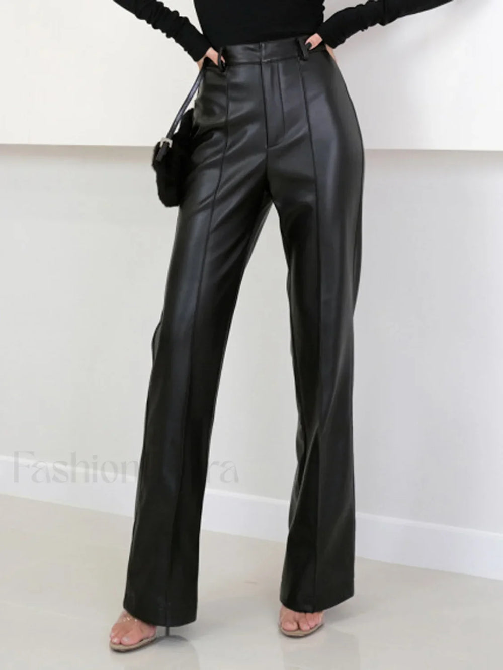 High Waist Graceful Faux Leather Pants Pants