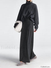 High Waist Graceful Flowy Maxi Skirt Grey / XS Skirts