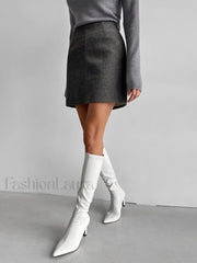 High Waist Graceful Solid Mini Skirt Skirts