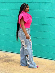 High Waist Ripped Jeans Jeans