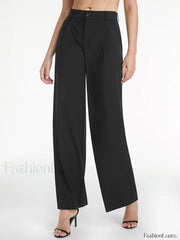 High Waisted Relaxed Trendy Straight Leg Dress Pants Pants