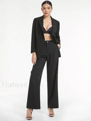 High Waisted Relaxed Trendy Straight Leg Dress Pants Pants