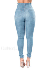 High Waisted Skinny Ripped Jeans Jeans