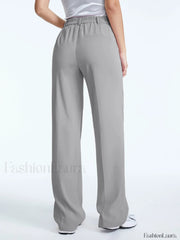 High Waisted Straight Trendy Leg Pleat Front Trousers Pants
