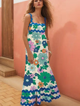 Holiday Digital Printed Long Women Fashion Summer Elegant A Line Vintage Sling Maxi Dress