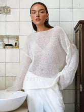 Hollow Draped Snug Knit Top White / XS Knit Tops