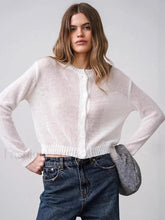 Hollow Knit See Through Cardigan White / S