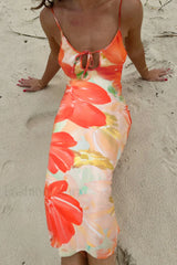 Hollow Print Strappy Halter Spice Girl Floral Dress