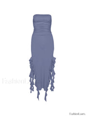 Irregular Ruffle Bandeau Maxi Dress Maxi Dresses