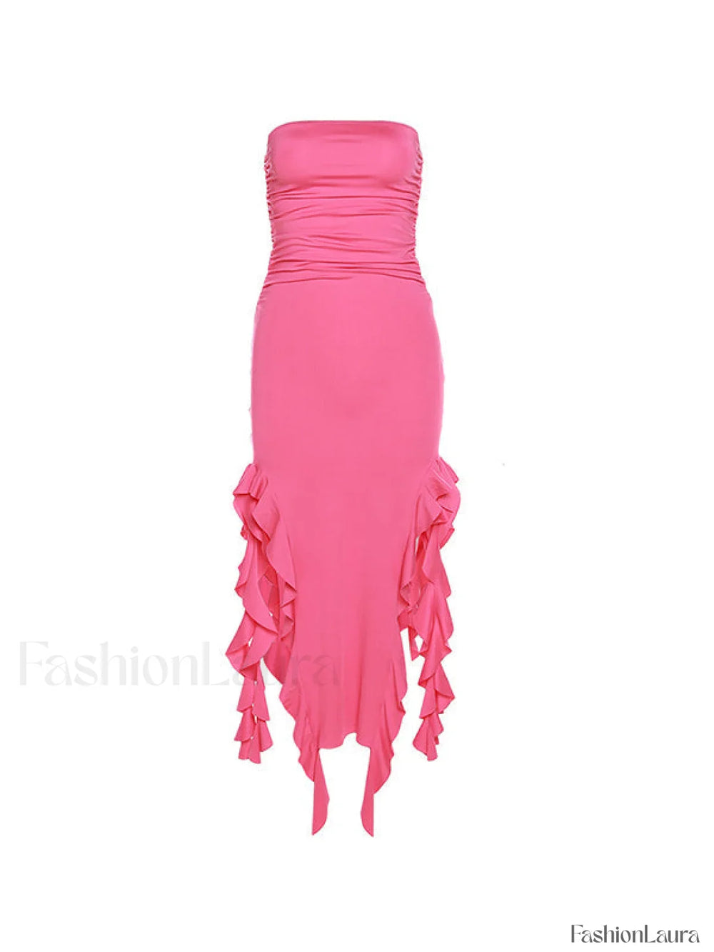 Irregular Ruffle Bandeau Maxi Dress Maxi Dresses