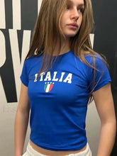 Italy Letter Print Grunge Crop T Shirt
