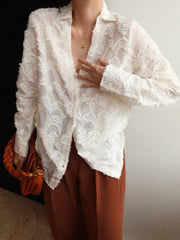 Jacquard Floral Graceful Collared Shirt Shirts