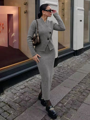 Knit Asymmetric Graceful Button Cardigan Sweaters L