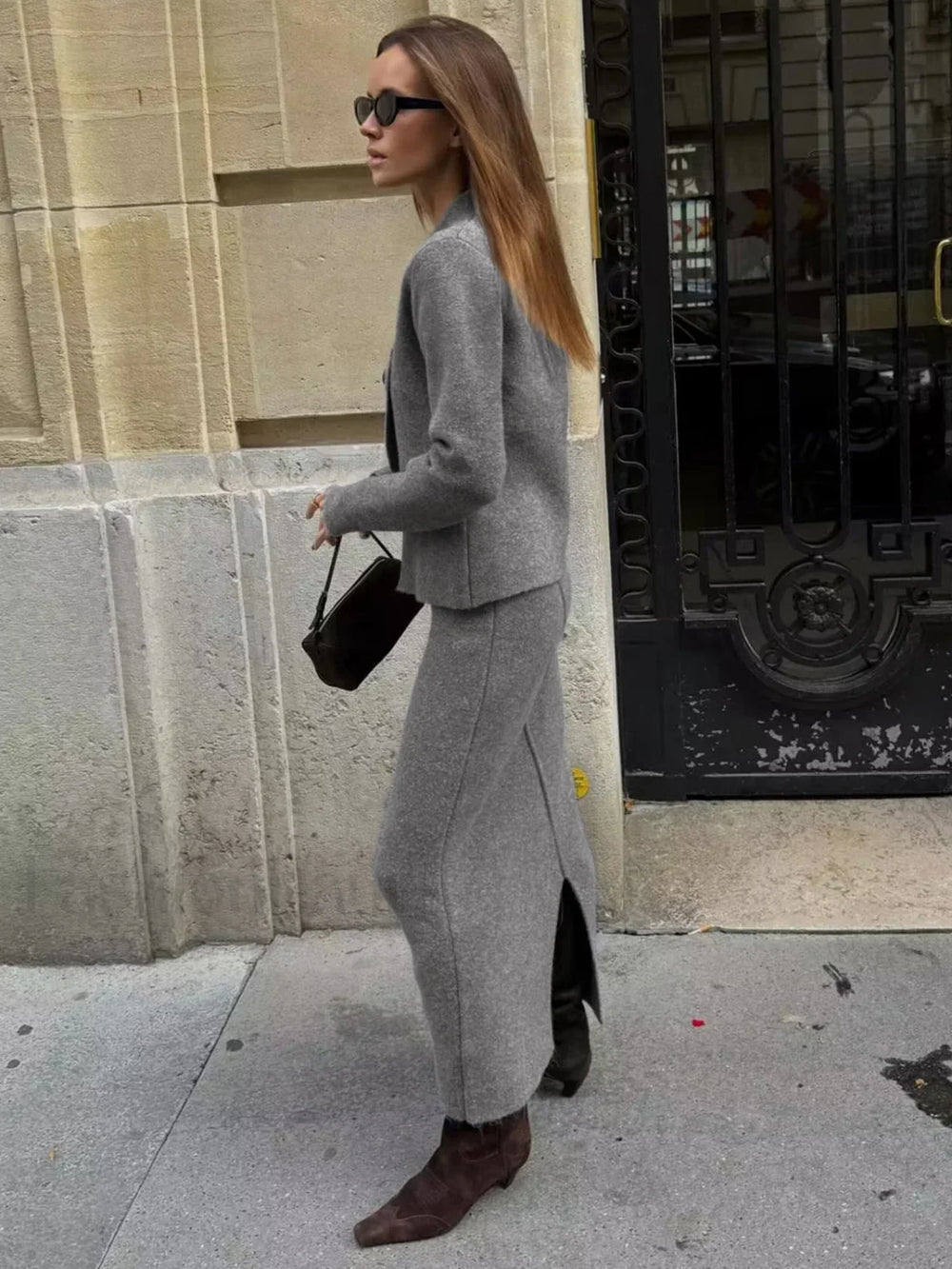 Knit Asymmetric Graceful Button Cardigan Sweaters L