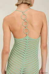 Knit Cutout Halter Bodycon Maxi Dress