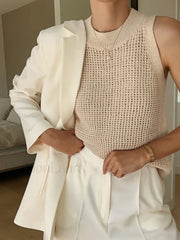 Knit Hollow Graceful Solid Vest Tank Tops & Camis