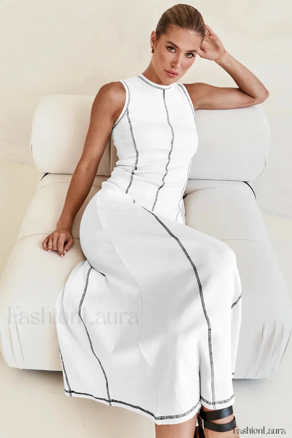 Knit Sleeveless A Line Retro Work Dress