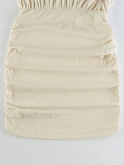 Knitted V Neck Long Sleeve Mini Dress Mini Dresses